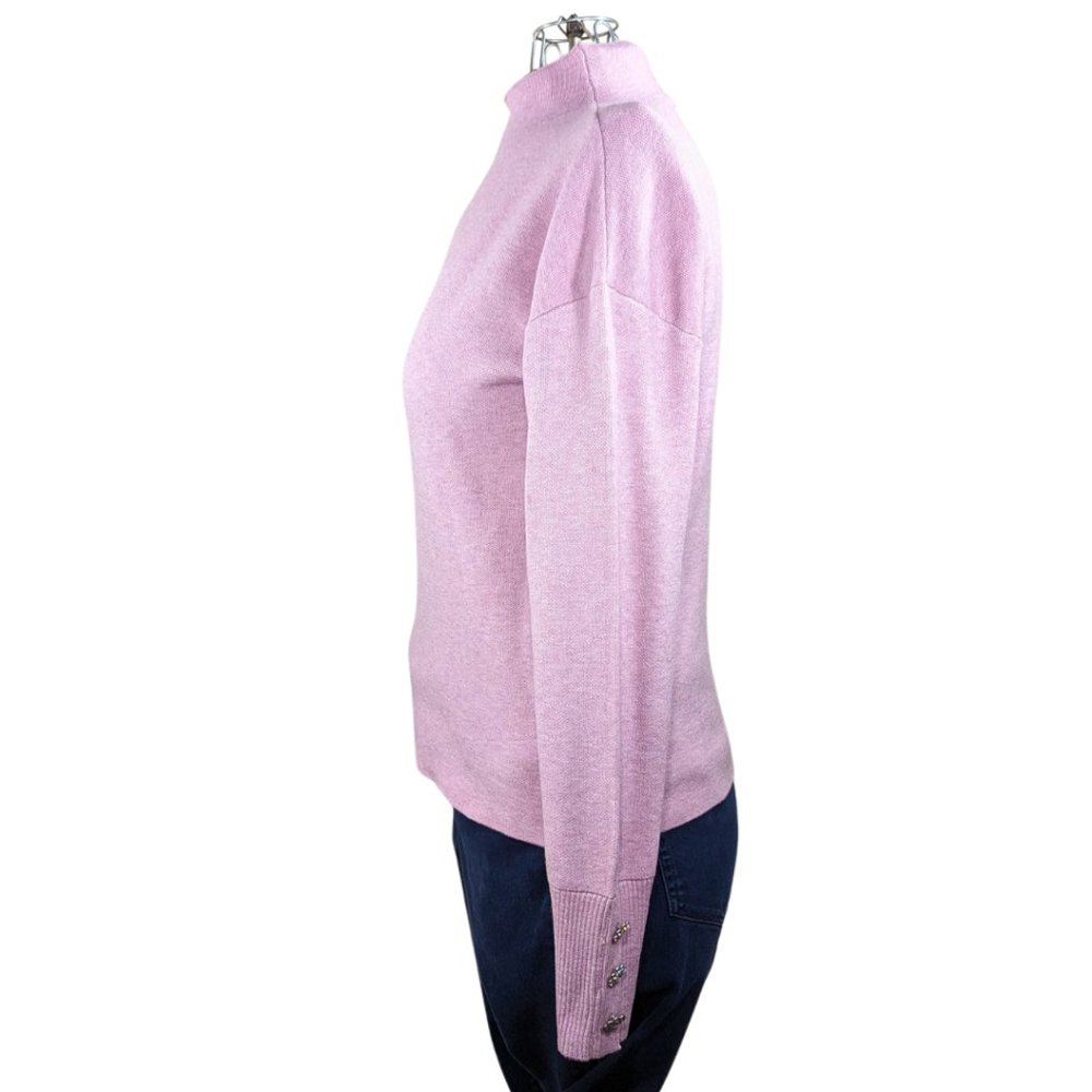 Tahari NWT Large Pink Mock Turtleneck Soft Long Sleeve Sweater w/Rhinestones - Picture 4 of 10